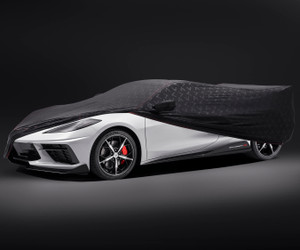20-24-corvette-premium-indoor-car-cover-in-black-w-crossed-flags-logo-general-motors Installed