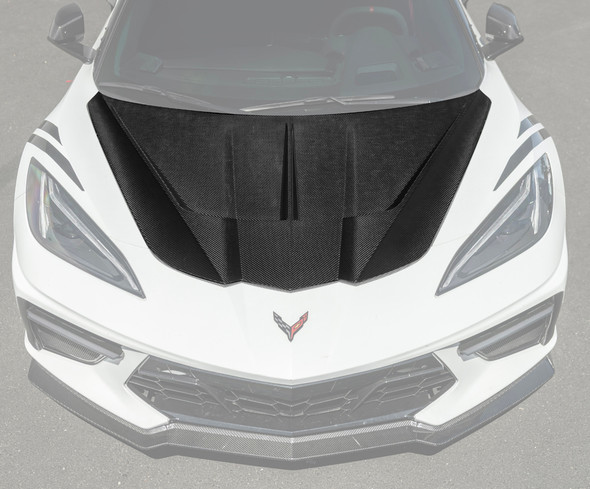 HOOD-634-BKCF | GT3.R Style Carbon Fiber Hood for 2020+ C8 Corvette