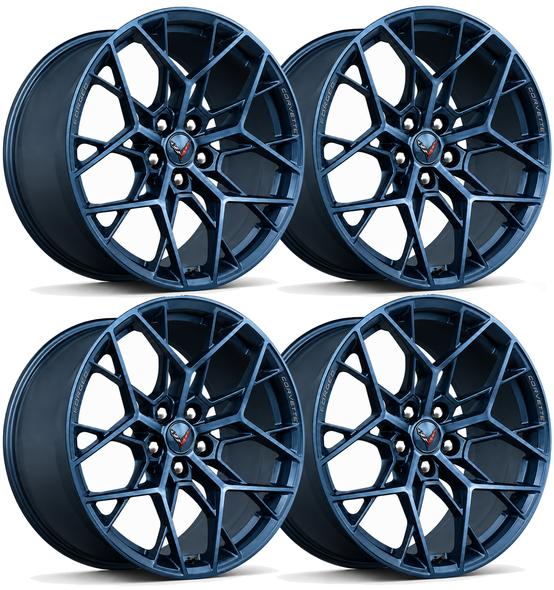 25-27+ C8 Corvette ZR1 20x10" & 21x13" Forged Edge Blue Metallic Multi-Spoke Wheel Set (Includes 4) - General Motors