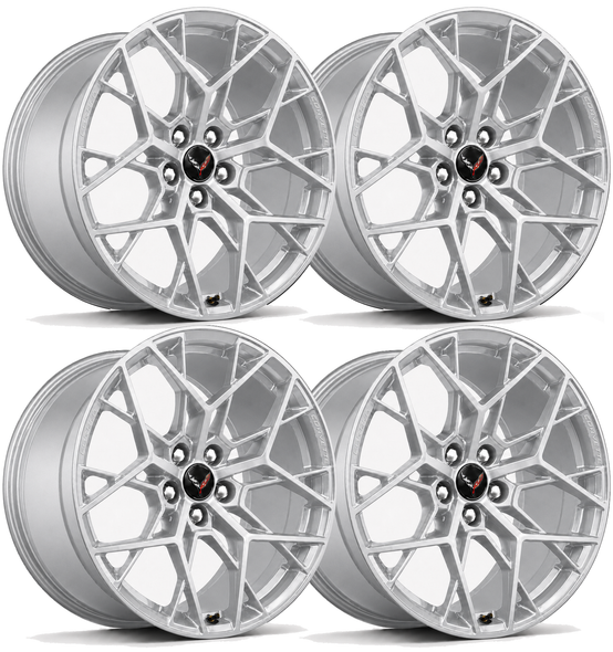 25-27+ C8 Corvette ZR1 20x10" & 21x13" Forged Sterling Silver Multi-Spoke Wheel Set (Includes 4) - General Motors
