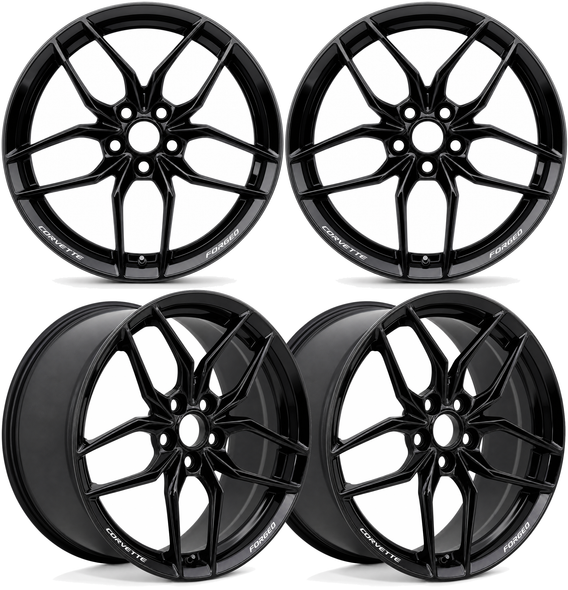 23-27+ C8 Corvette 20x10" & 21x13" 10-Spoke Wheel Set (Gloss Black) (Includes 4) - General Motors