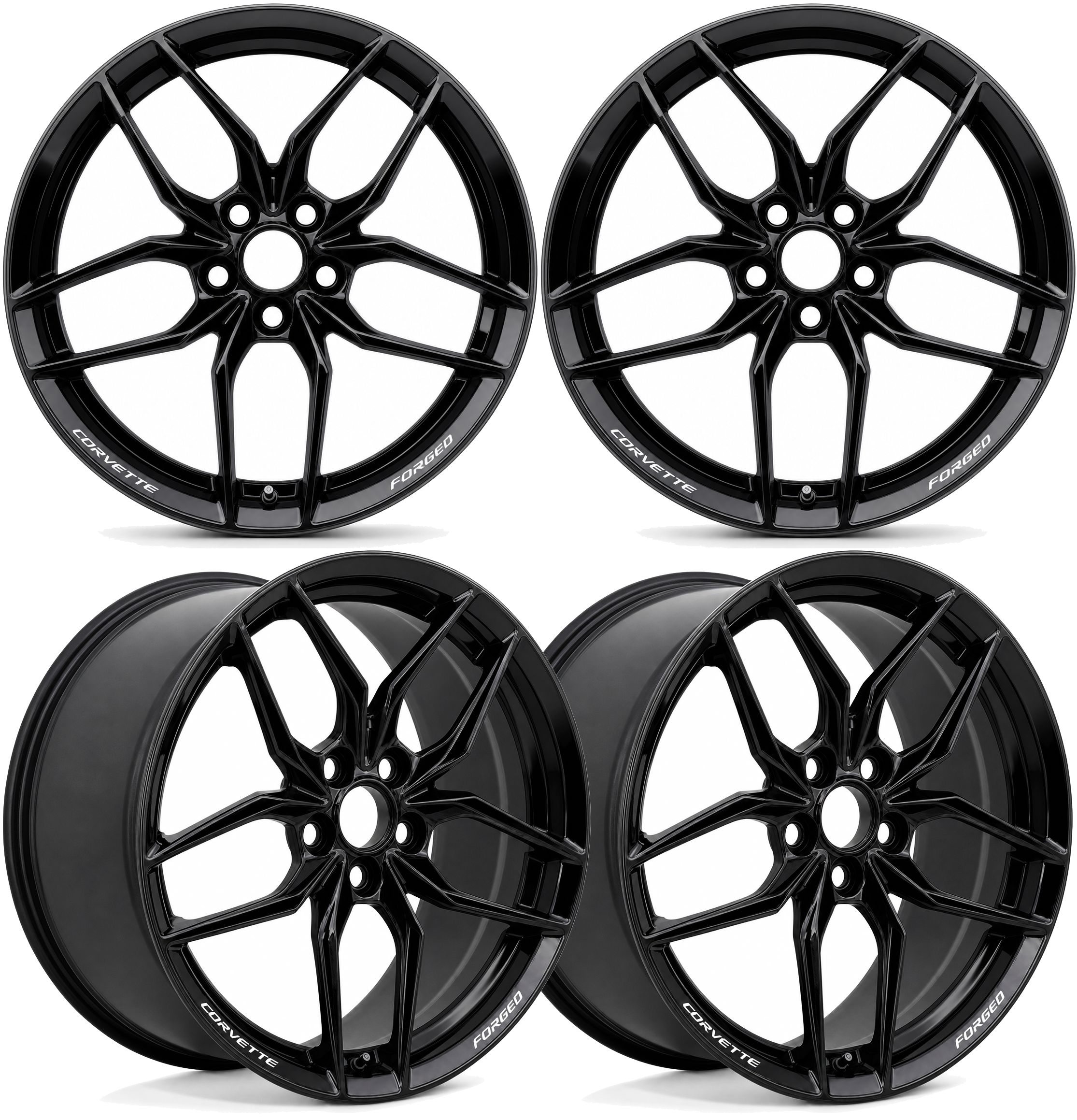 十手　MA358 GM Gloss Black Forged 10-Spoke Wheel Set | 2023+ C8 Corvette Z06