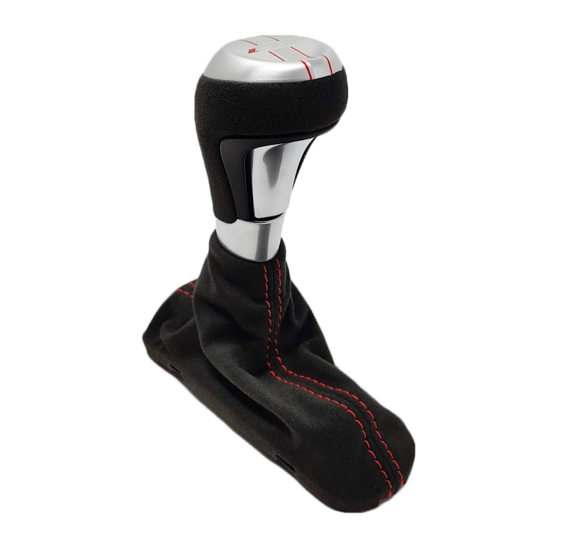 Genuine OEM GM Suede Shift Knob For 2012-2015 Camaro - Black W/ Red Stitching (24261463)