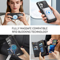 Black Galaxy S26 Ultra multi-functional wallet case shown in everyday use