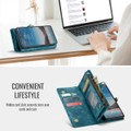 Blue Galaxy A37 5G CaseMe wallet case close-up of stitching card slots and zipper