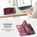 Red Galaxy A57 5G CaseMe wallet case close-up of stitching card slots and zipper