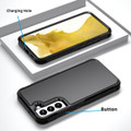 Black Galaxy S22 rugged armour case with raised screen and camera edges