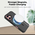 Black iPhone 16 hybrid PC TPU protective case with magnetic ring