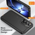 Black Galaxy S26 FE rugged shockproof case showing screen and camera protection