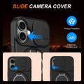 Black Apple iPhone 16 Plus Shockproof Case - Rotating Ring Holder