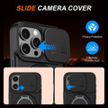 Black Apple iPhone 15 Pro Shockproof Case - Rotating Ring Holder