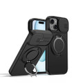 Black Apple iPhone 15 Shockproof Camshield Ring Case - Front View