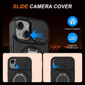 Black Apple iPhone 15 Shockproof Case - Rotating Ring Holder