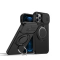 Black Apple iPhone 12 / 12 Pro Shockproof Camshield Ring Case - Front View
