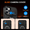Black Apple iPhone 12 / 12 Pro Shockproof Case - Rotating Ring Holder
