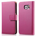 Hot Pink Real Leather Stand Wallet For Samsung Galaxy Note 5 Case - 1