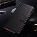 Black  Genuine Leather Wallet Case For Samsung Galaxy S6 Edge - 2