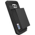 Black Slide Armor Case with Card Slot Holder For Samsung Galaxy S6 - 1