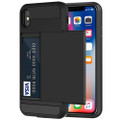 Black Slide Card Pocket Armor Case For Apple iPhone X - 1