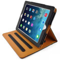 iPad Air 2 Durable Black & Tan Leather Wallet Stand Case Smart Cover - 4