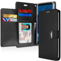 Black Galaxy S9 Plus Genuine Mercury Rich Diary Wallet Case Cover - 1