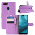 Oppo AX7 Litchi Stylish Looking Textured Wallet Case - Purple - 1