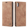 Brown CaseMe Slim 2 Card Slot Classy Wallet Case For iPhone XS - 1