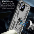 Silver iPhone 11 Pro Shock Proof 360 Rotating Metal Circle Stand Case - 4