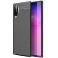 Black Ultra Slim Carbon Fibre Leather Texture Case For Galaxy Note 10+ - 1