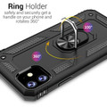 Black iPhone 11 Pro Shock Proof 360 Rotating Metal Circle Stand Case - 6