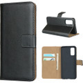 Black Genuine Leather Smart Wallet Case  For Samsung Galaxy S20+ Plus - 1