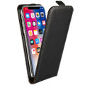 Black Vertical Flip Genuine Leather Case Cover For Apple iPhone XR - 1