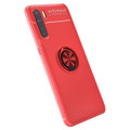 Red Oppo A91 Tough Slim Armor Shock Proof Metal Ring Stand Case - 1