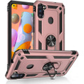 Rose Gold Galaxy A11 Heavy Duty 360 Rotating Metal Ring Stand Case - 1