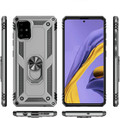 Silver Slim Armour 360 Rotating Metal Ring Stand Case For Galaxy A71 5G  - 2
