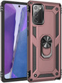 Rose Gold Galaxy Note 20 Hybrid  Shock Proof Rotating Metal Ring Case - 1
