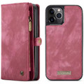 Red iPhone 12 / 12 Pro Multi-functional 2 in 1 Zipper Wallet Card Case - 2