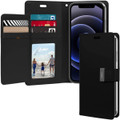 Black iPhone 13 Mercury Rich Diary Flip Wallet Case - 1