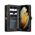 Black Galaxy S21 Wallet Zipper Purse Removeable Magnetic Case - 2