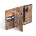 Brown Galaxy S20 FE Wallet Zipper Purse Removeable Magnetic Case - 3