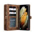 Brown Multi-Functional  Wallet Detachable Magnetic Case For Galaxy S21  - 2