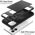 Black Slide Card Pocket Slim Armour Case For iPhone 13 Pro  - 2