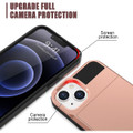 Rose Gold Slide Armor Case with Card Slot Holder For iPhone 13 Mini  - 2