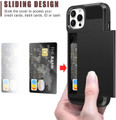 Black iPhone 13 Pro Max Slide Card Pocket Slim Armour Case - 4