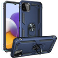 Navy Galaxy A22 5G Slim Armour 360 Degree Ring Stand Case - 1