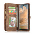 Brown Samsung Galaxy S22 Ultra Wallet Zipper Purse Removeable Magnetic Case - 3