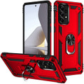 Red Metal Circle 360 Degree Ring Case Cover For Galaxy A73 5G - 1