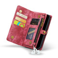 Red  2 in 1 Retro Zipper Wallet Magnetic Case For iPhone 14 - 2