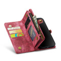 Red  2 in 1 Retro Zipper Wallet Magnetic Case For iPhone 14 - 3
