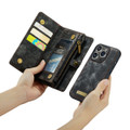 Black iPhone 14 Pro Max Multi-Functional 2 in 1 Zipper Purse Wallet Case - 2